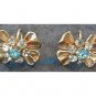 Aqua and Clear Rhinestone Screwback Earrings Bling