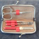 5pc Purse Manicure Set W. Germany Leather Case Scissor