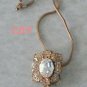 Huge Bling Necklace Rhinestones Filigree Tassel