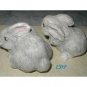 2 Bunnies Rabbits Hand Painted Bunny Collectible