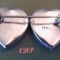 Micro Mosaic Flowers PIN or Brooch Double Hearts Italy