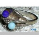 Sterling Lapis and Turquoise RING Hermann Siersbol Danish