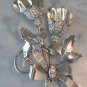 Sterling and Rhinestones Roses Pin Brooch 4" Rose