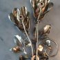 Sterling and Rhinestones Roses Pin Brooch 4" Rose