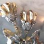 Sterling and Rhinestones Roses Pin Brooch 4" Rose