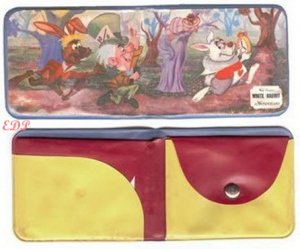 1950s Disney White Rabbit Child's Wallet  Alice in Wonderland