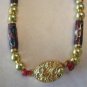 Enamel Cloisonne Beads Necklace Floral Filigree Clasp