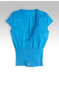 LIV Teal S/S Cropped Cardigan Jr. Girls Small