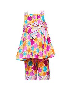 RARE EDITIONS Yellow/Pink Dot Summer Capri Set - Girls 4