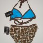 MARIMEKKO by SWEET POTATOES Reversible Brown/Turquoise Halter Bikini Girls 8~10