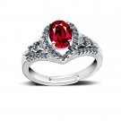 Red corundum artificial diamond ring