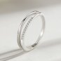 Korea Simple Double Line Ring Micro Diamond 925 Sterling Silver