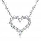 Simple Hollow CZ Heart 925 Sterling Silver Necklace