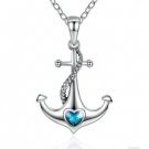 S925 sterling silver anchor charm necklace