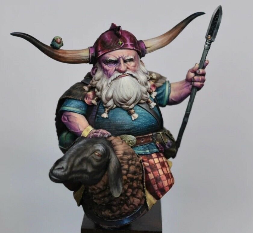 1/12 110mm BUST Resin Figure Model Kit Dwarf Gnome Rider Unpainted X0077