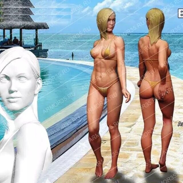 1/35 Resin Figure Model Kit Bikiny Sexy Girl Woman Beach Unassembled Unpainted