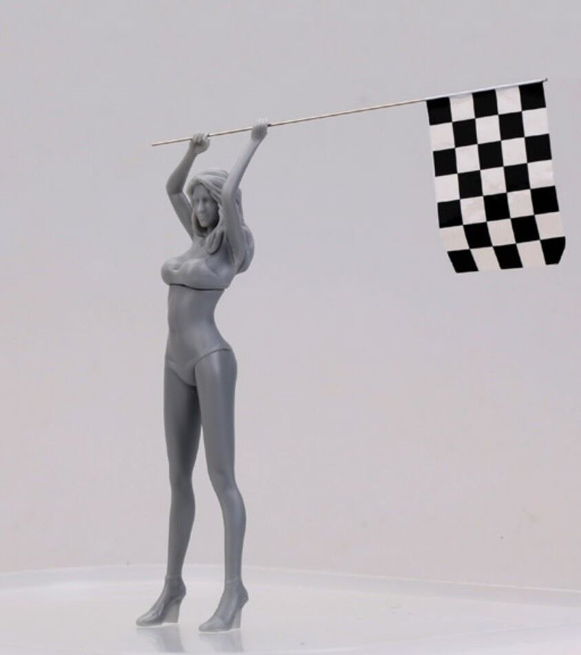 1/24 Resin Figure Model Kit Sexy Girl Racing (no flag) Speed Car Unpainted