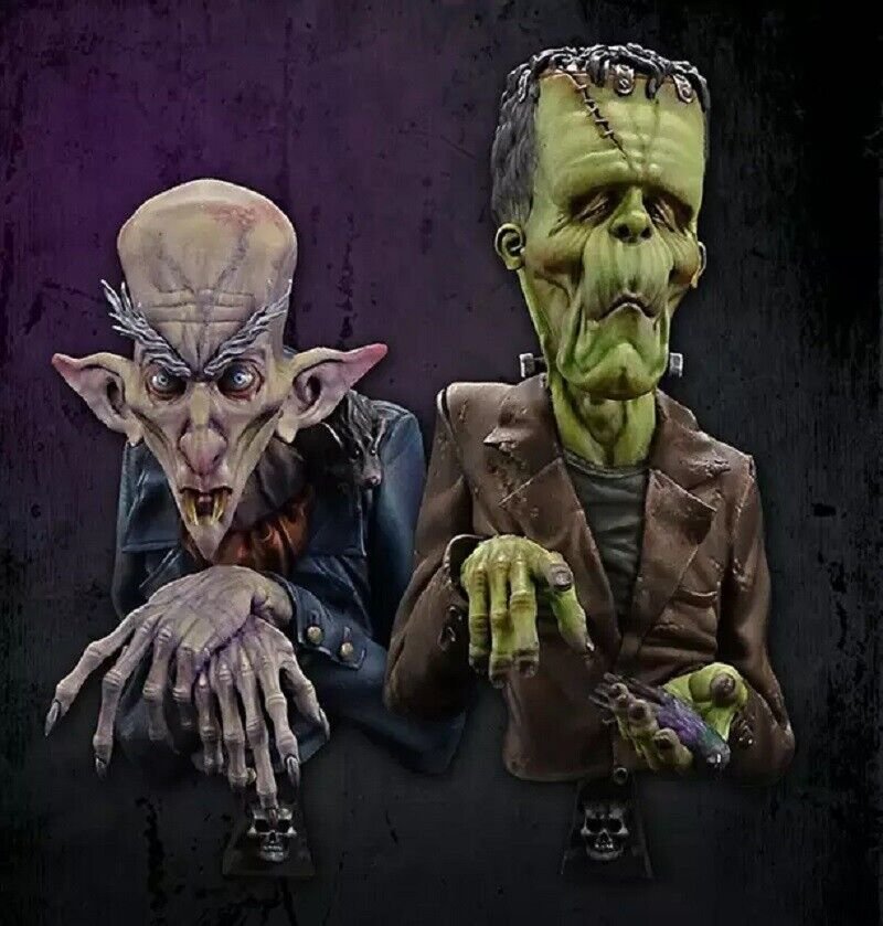 1/12 BUST Resin Figure Model Kit Count Dracula + Frankenstein Unpainted X0045