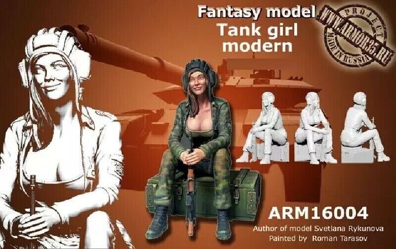 1:35 Resin Figure Model Kit Sexy Girl Tank Modern WWII Unpainted Unassembled