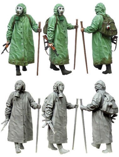 1/35 Resin Figure Model Kit Stalker Biochemical Soldier Gas Mask & Gun Unpainted