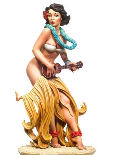 1/22 80mm Resin Figure Model Kit Poker Sexy Girl Hula Hula WWII Unpainted