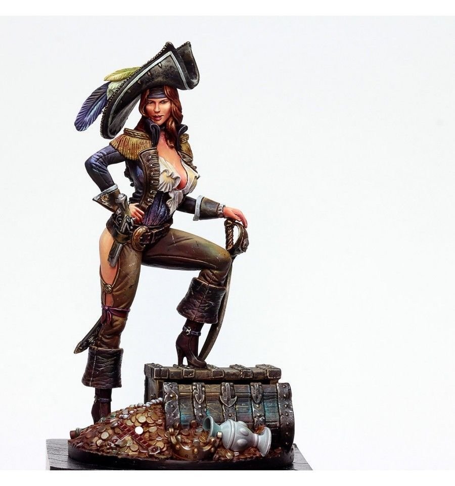 1/24 75mm Resin Figure Model Kit Sexy Girl Legendary Pirate Anna Bonny Unpainted