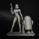 1/24 Resin Figure Model Kit Star Wars Girl Stormtrooper R2-D2 Unpainted Unassamb
