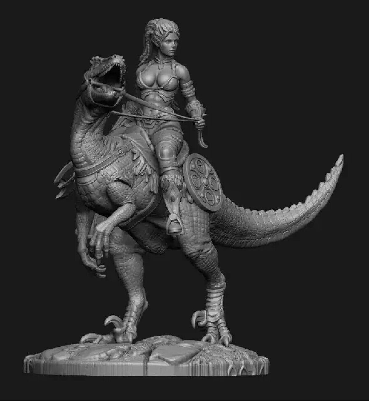 1/24 Resin Figure Model Kit Sexy Girl Women Amazon Warrior on Reptiles Unpainted