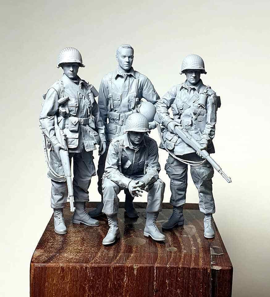 1/35 Resin Figure Model Kit US Soldiers Infantry Normandy WWII Unpainted Unassam
