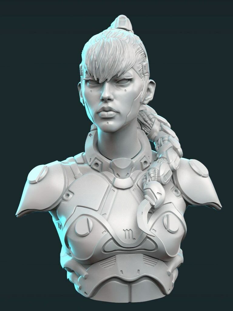 1/10 80mm BUST Resin Figure Model Kit Sexy Girl Soldier CyberPunk Unpainted