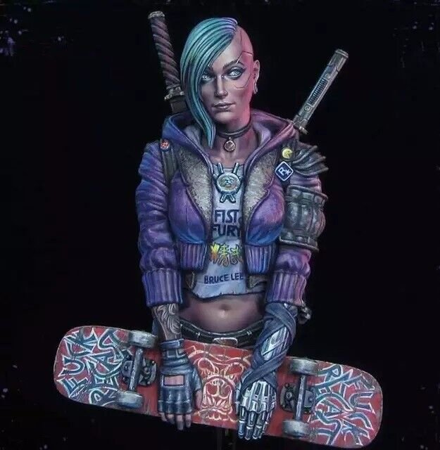 1/10 BUST Resin Model Kit Sexy Girl Female Skater CyberPunk Unpainted X0050