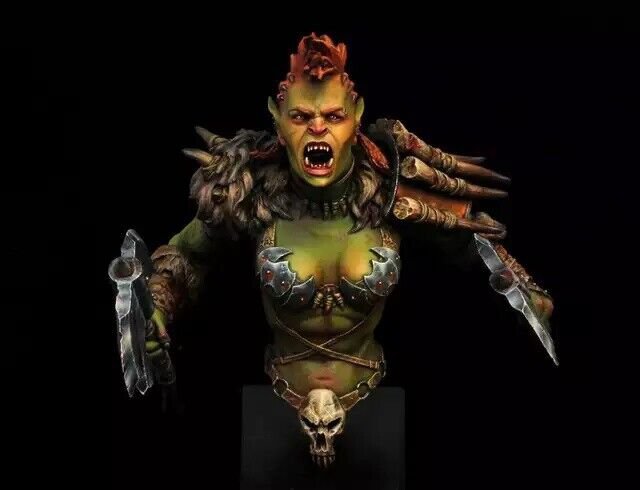 1/12 BUST Resin Figure Model Kit Warrior Girl Orc Berserk Warcraft Unpainted