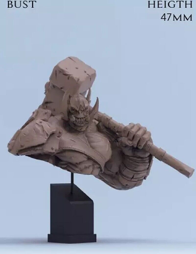 1/10 47mm BUST Resin Figure Model Kit Orc Warrior Thunder Hammer Unpainted