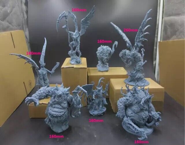1/16 7pcs 160-260mm Resin Figure Model Kit Monsters Hell DemonsWarriors Unpainte