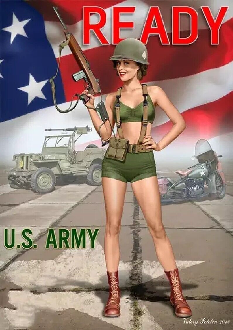 1/24 Resin Figure Model Kit Beautiful Sexy Girl PinUp Alice US Soldier Unpainted