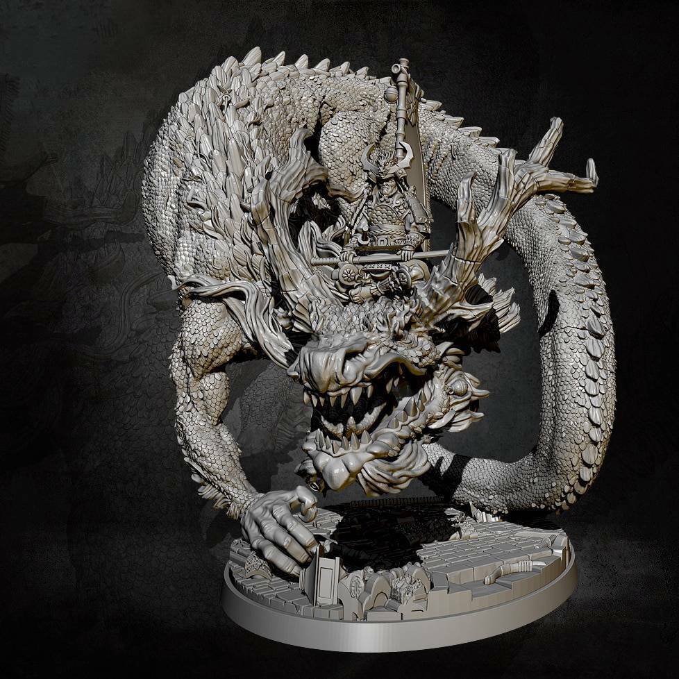 95mm Resin Figure Model Kit Chinese Emperor and Dragon Rider Unpainted X0184