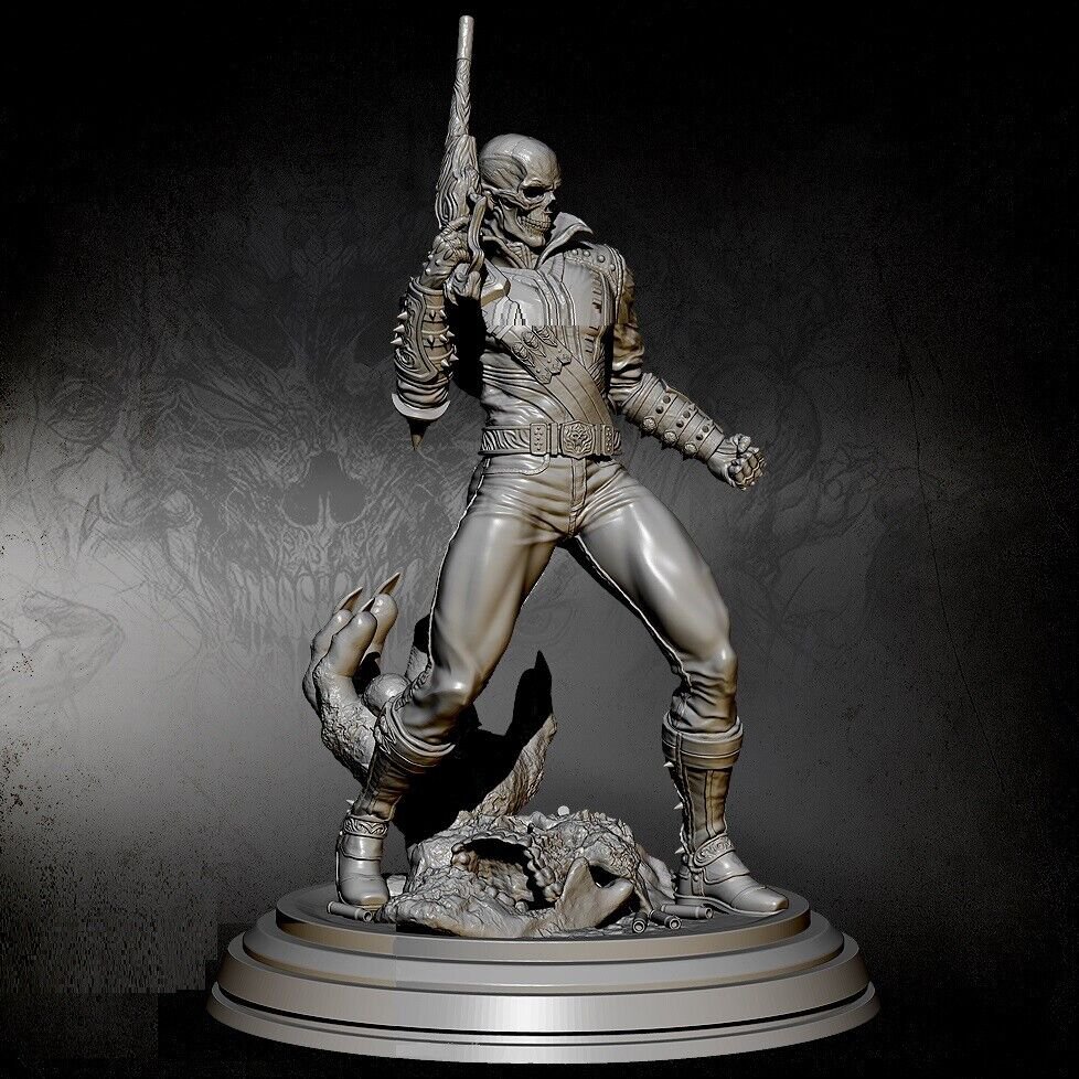 1/24 Resin Figure Model Kit Warrior Ghost Rider Skeleton Unpainted X0189