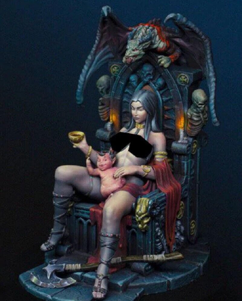 28mm Resin Figure Model Kit Sexy Girl Female Hell Queen Barbarian Unpainted