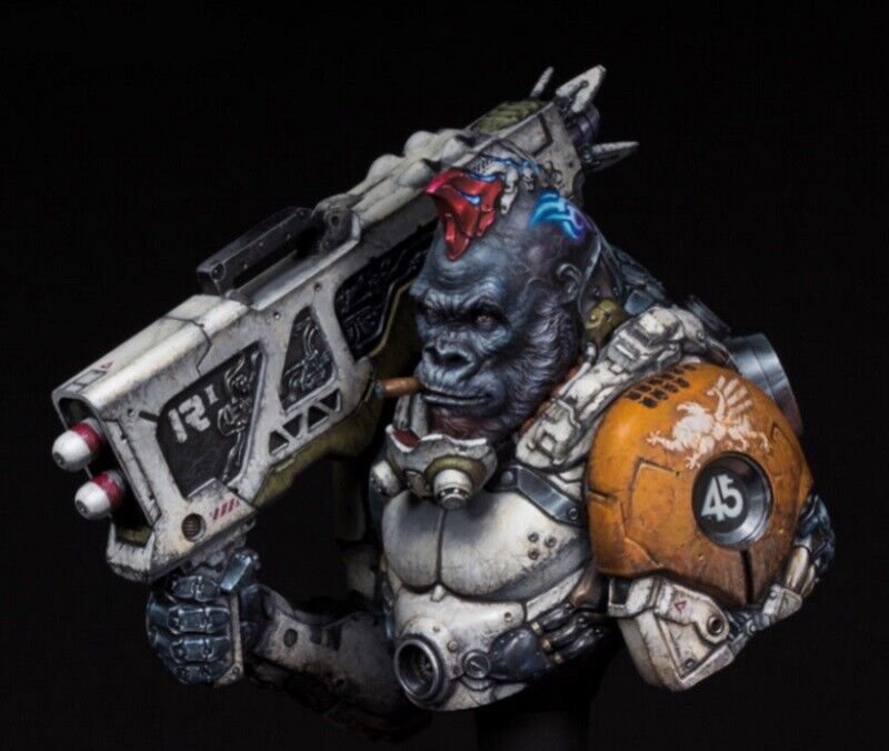 1/10 BUST Resin Figure Model Kit Warrior Mercenary Kong CyberPunk Unpainted