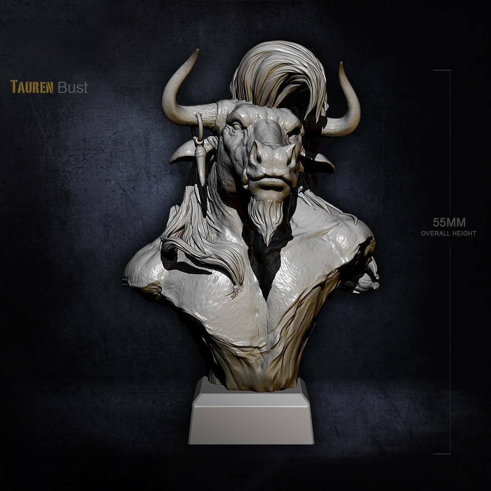 1/16 55mm BUST Resin Model Kit Warrior Tauren Warcraft Fantasy Unpainted X0190