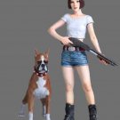 1/28 65mm Resin Figure Model Kit Sexy Girl Shotgun & Dog Mini Unpainted Garage