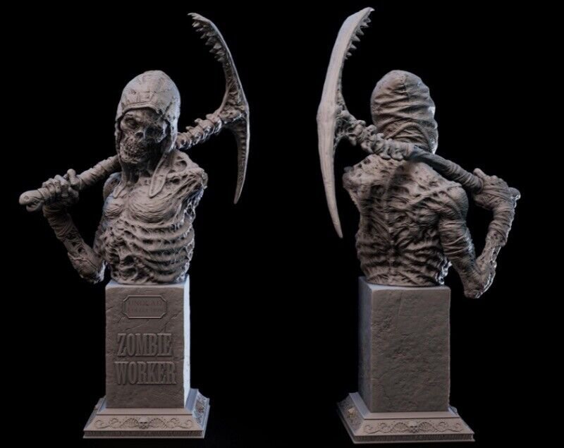 95mm BUST Resin Figure Model Kit Warrior Zombi Dead Worker Miner Unpainted