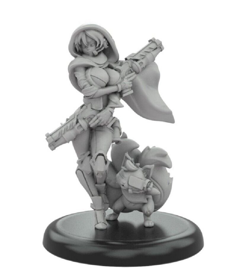 Resin Figure Model Kit Sexy Girl Female and Squirrel Agents Unpainted Unassamble