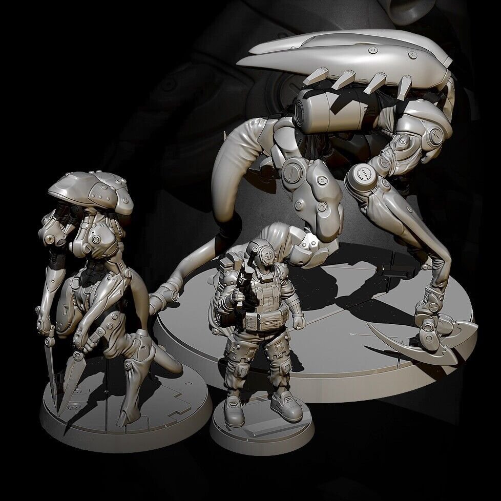 1/35 Resin Figure Model Kit Fantasy Space Guards Unpainted Unassambled