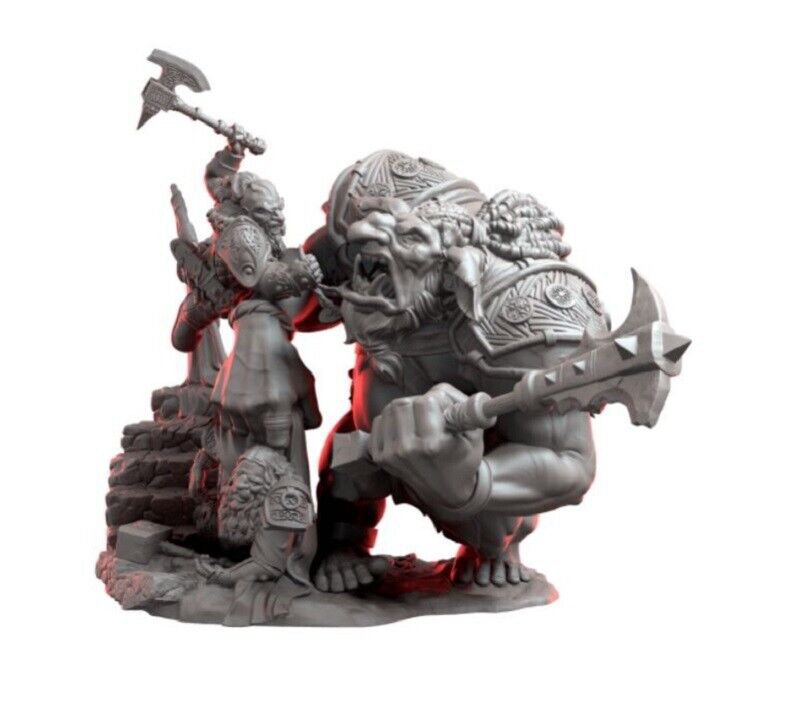 1/24 Resin Figure Model Kit Warriors Dwarves and Troll Warcraft Unpainted