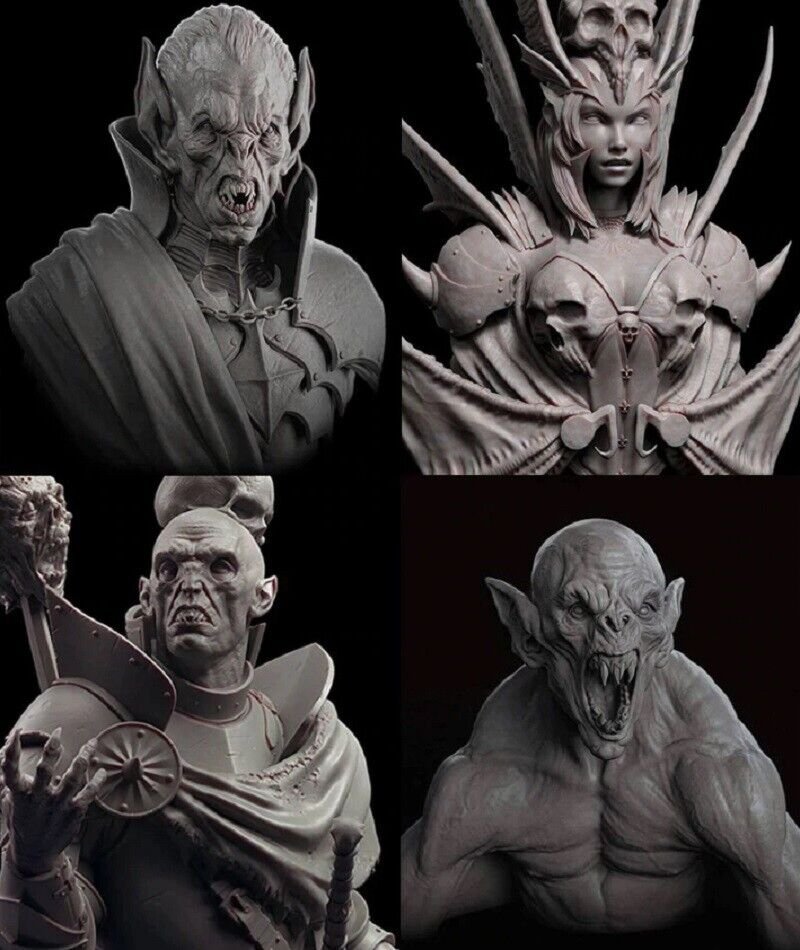 1/10 4pcs BUST Resin Figure Model Kit Vampire Warriors Night Demons Unpainted