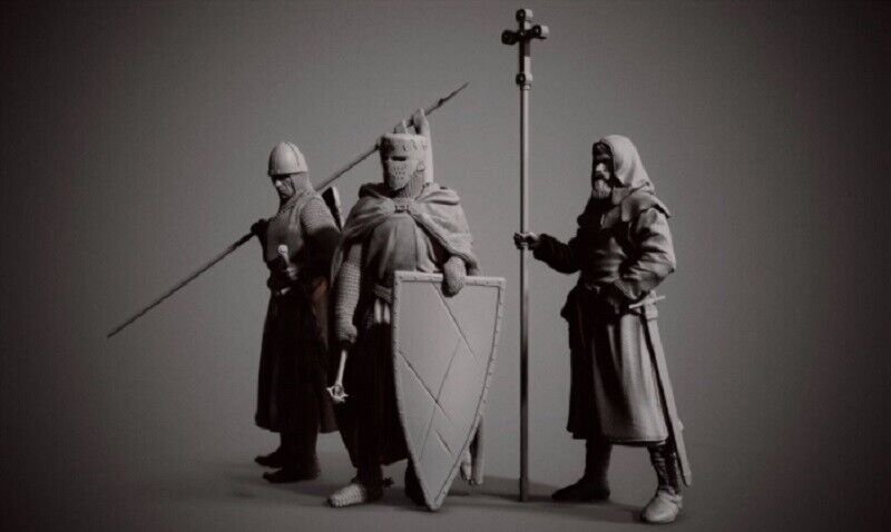 1/24 75mm Resin Figure Model Kit Medieval Knights Warriors Crusaders Unpainted