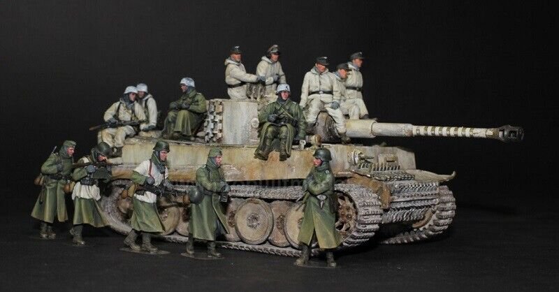 1/35 14pcs Resin Figure Model Kit German Soldiers Tank Raiders WWII Unpainted