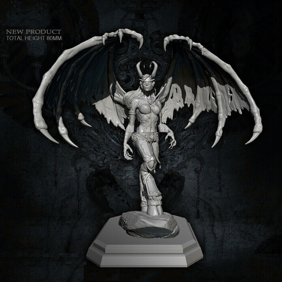 80mm Resin Model Kit Sexy Girl Illidan Stormrage Demon Warcraft Unpainted X0199