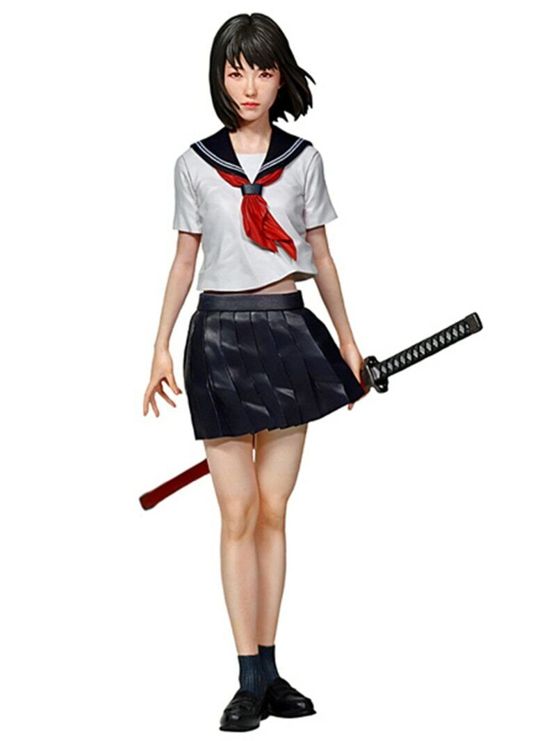 1/8 Resin Figure Model Kit Japanese Girl Schoolgirl Samurai Unpainted Unassamble